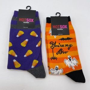 Hot Sox Women Halloween Boo Candy Corn Socks